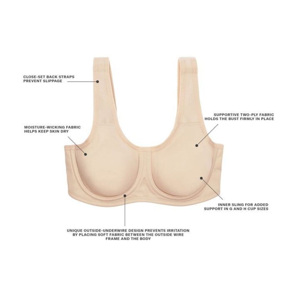 WACOAL Sport NWT High Impact Simone Underwire Bra 32DDD Sport Athletic - Picture 4 of 5